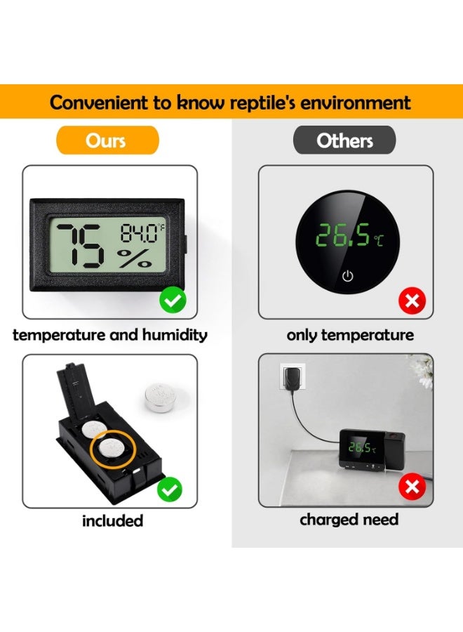 Meetion 2 PCS Rectangle Reptile Thermometer and Humidity Gauge for Bearded Dragon Accessories, Reptile Tank Accessories for Jumping Spider, Leopard Gecko, Hermit Crab, Gecko, Ball Python, Lizard - Image 5